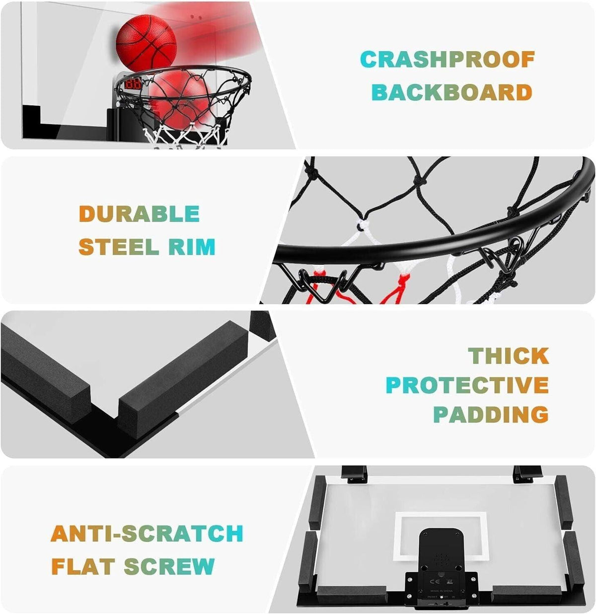 Indoor-Basketballkorb, Ventilator-Rückwände für Jugendliche und Erwachsene, Tür