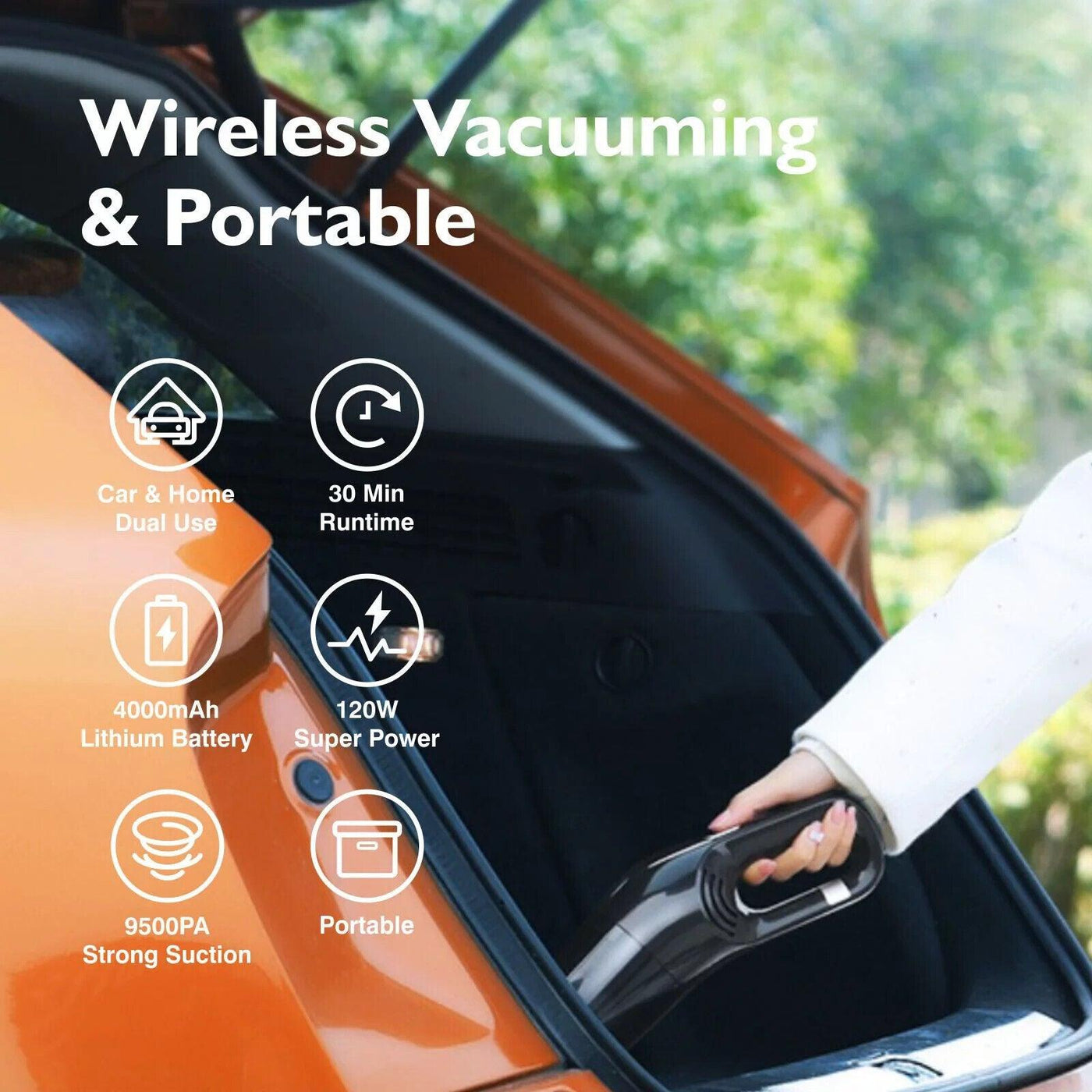 MOCA Kabelloser Handstaubsauger fürs Auto, über USB wiederaufladbar, fürs Auto,