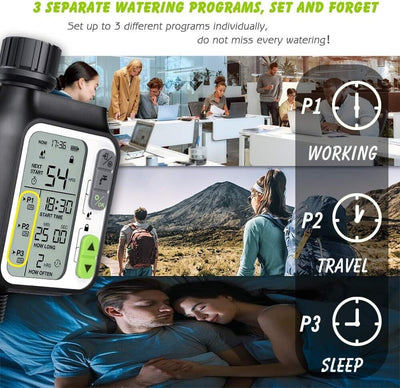 CROSOFMI Bewässerungscomputer Automatische Garten Bewässerungssystem 3 Programme