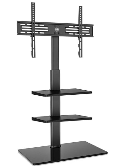 FITUEYES TV-Ständer 3 Ablagen höhenver. schwenkbar für 32-60 Zoll Flach-Curved