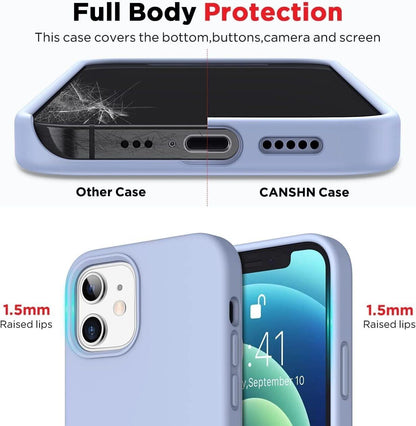 CANSHN Flüssiges Silikon Kompatibel mit iPhone 12 Mini Hülle (5,4 Zoll), Seidig