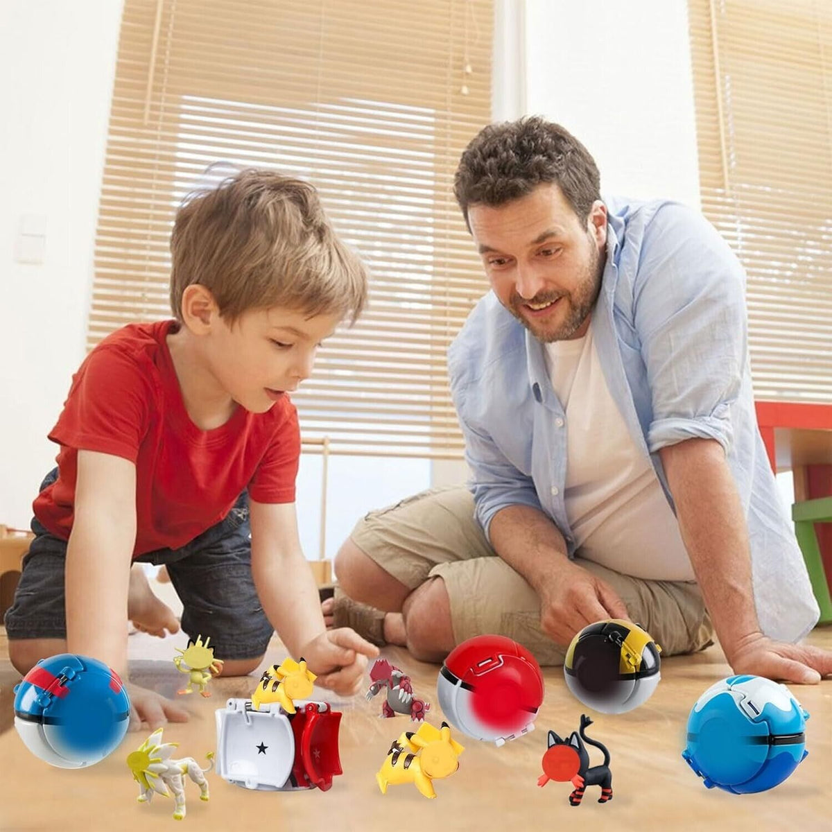 2 Spielzeug Pokemonbälle mit 2 Figuren Bälle zum werfen für Kinder