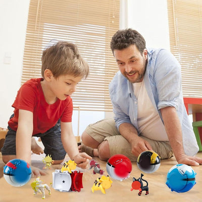 2 Spielzeug Pokemonbälle mit 2 Figuren Bälle zum werfen für Kinder