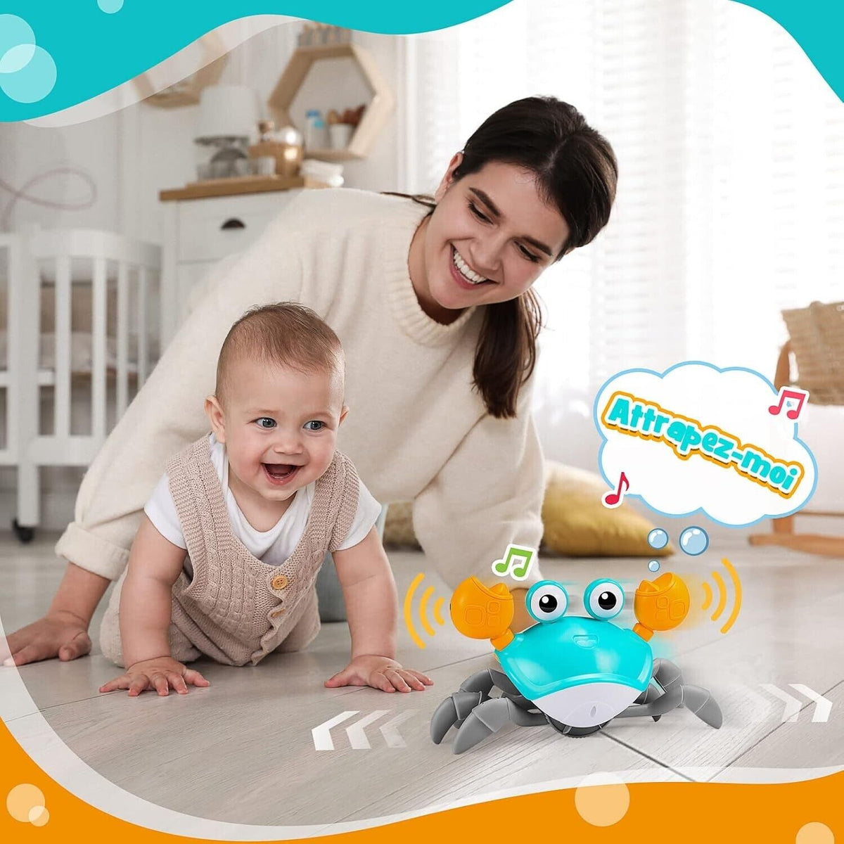 Baby Spielzeug ab 1 Jahr Mädchen Junge, Krabbe Krabbelspielzeug Musik & Licht