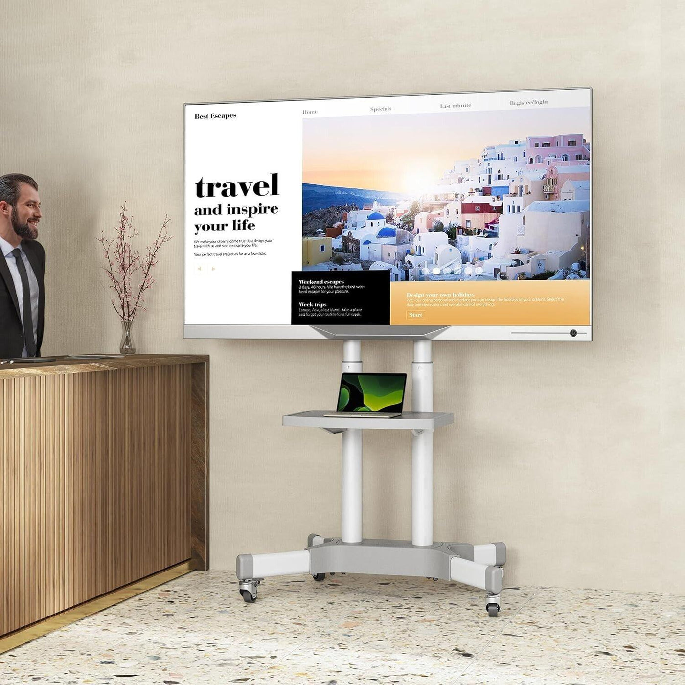 ONKRON Universal TV Ständer rollbar 32-65 Zoll TV bis 50 kg, Fernsehständer