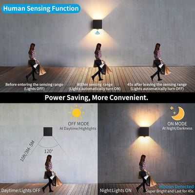 LED Wandleuchte Cube Innen/Aussen Bewegungsmelder,12W,IP 65 Wasserdicht