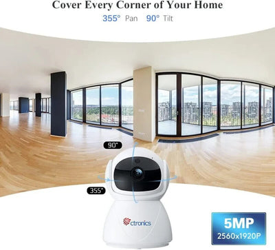 ctronics 570c -  5MP PTZ Überwachungskamera Innen WLAN, IP Kamera 355°/90°