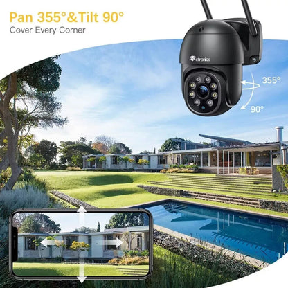 Ctronics 380C-4MP-BP- Überwachungskamera Aussen WLAN, 2560×1440P PTZ WiFi IP