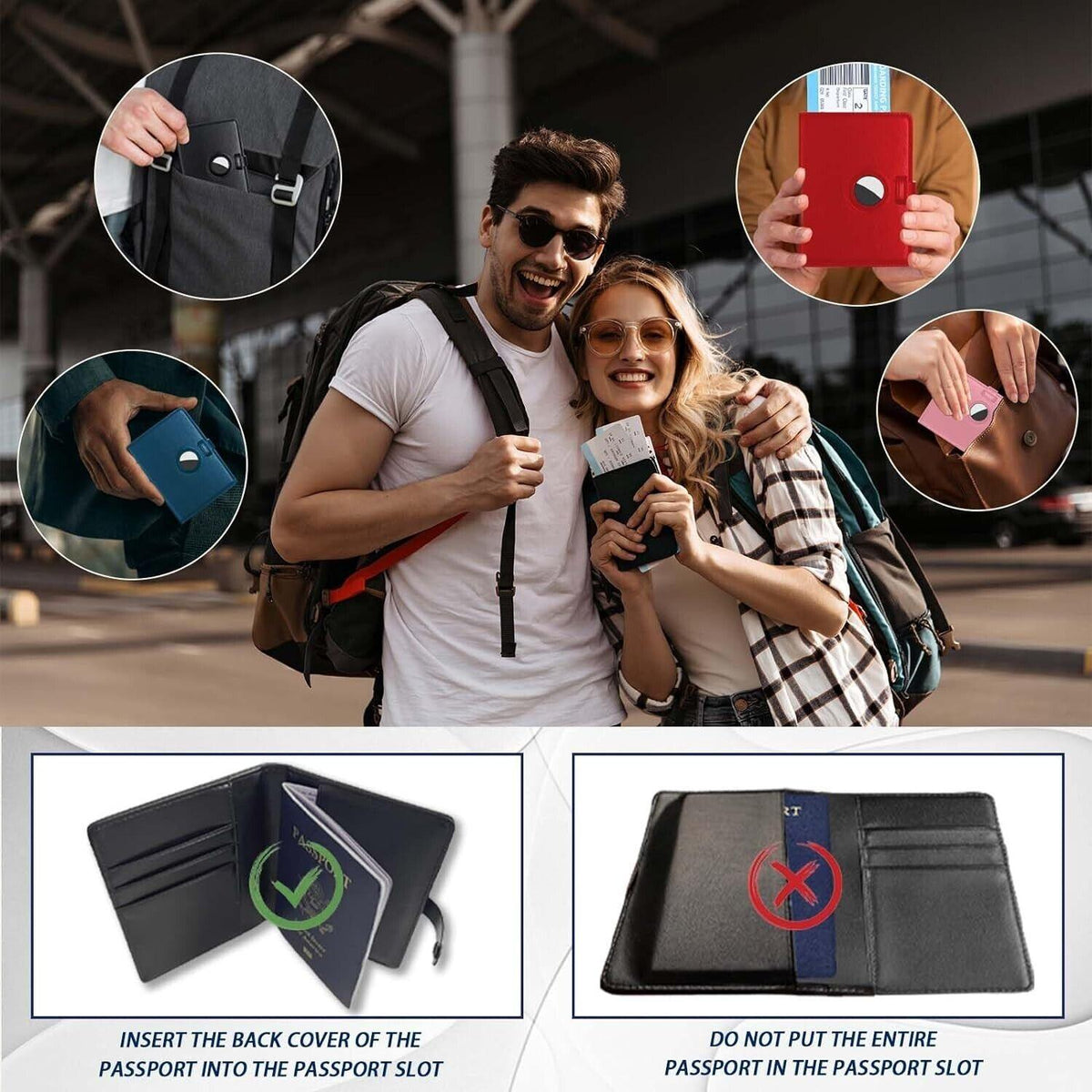 Furwabo - Airtag-Reisepasshülle, Brieftasche,
