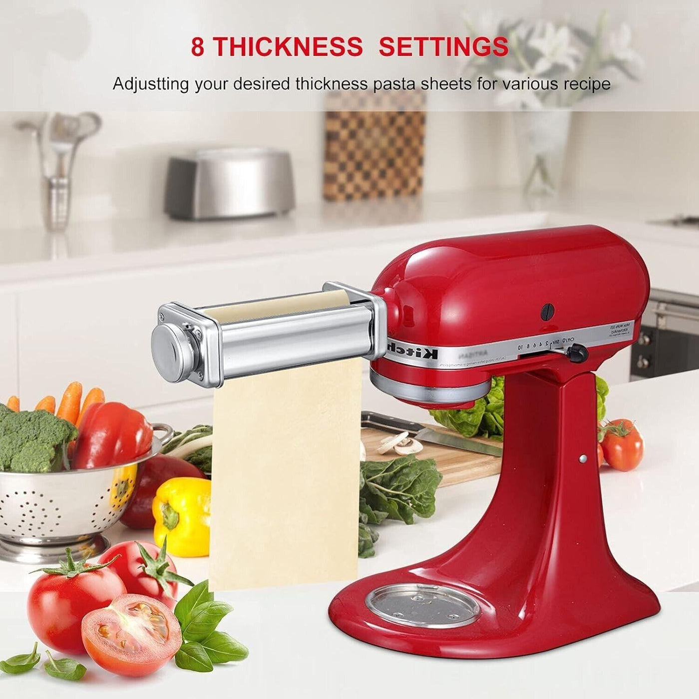 Pasta Maker Aufsatz-Set für KitchenAid, inklusive Nudelgitterrolle, Spaghetti...