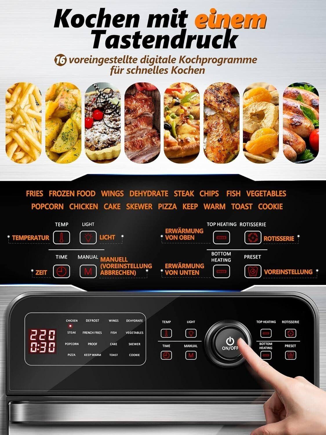 MICHELANGELO Heißluftfritteuse 14.5L Digital Airfryer für Heimgebrauch 1700W