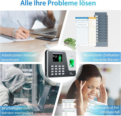 NGTeco AS10 - Zeiterfassung für Kleinbetriebe Kein Netzwerk Erforderlich,
