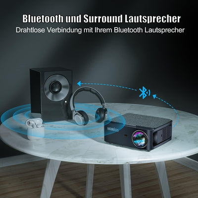 Wimius Full HD 1080P 25000 Lumen Beamer 5G WiFi Bluetooth Beamer Unterstützung 4