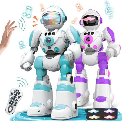 VATOS 2x Ferngesteuerte Roboter Ki Spielzeug Sprachwechsler-rekorder prog. Hand.