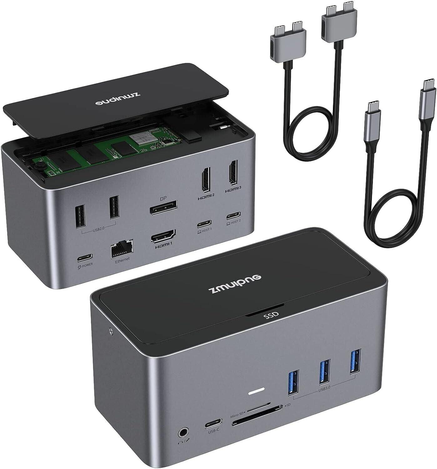 USB-C-Dockingstation, 18-in-1-Dockingstation für vier Displays mit SSD-Gehäuse,