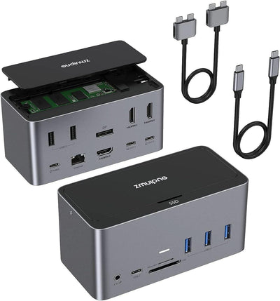 USB-C-Dockingstation, 18-in-1-Dockingstation für vier Displays mit SSD-Gehäuse,