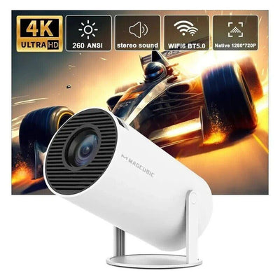 Magcubic Tragbarer Projektor 4K Beamer WiFi6 und BT 5.0 mit Eingebaute Android O