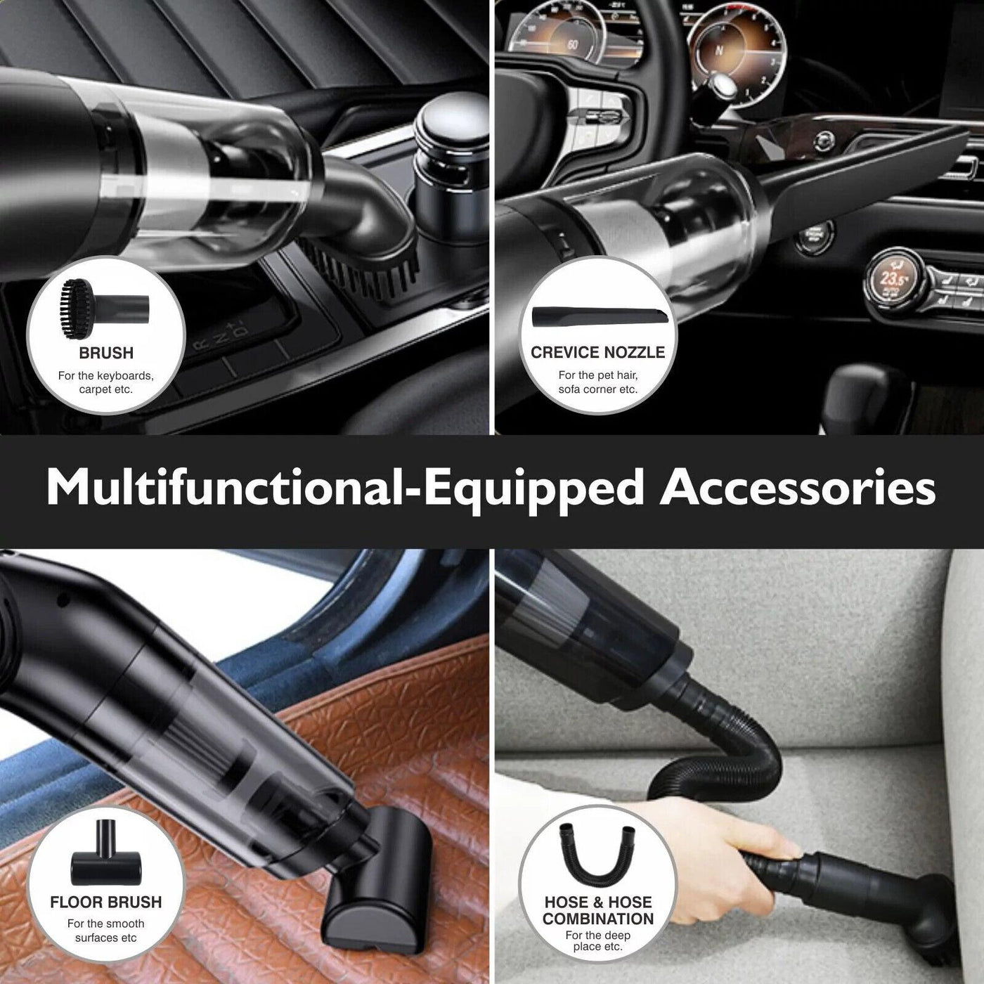 MOCA Kabelloser Handstaubsauger fürs Auto, über USB wiederaufladbar, fürs Auto,