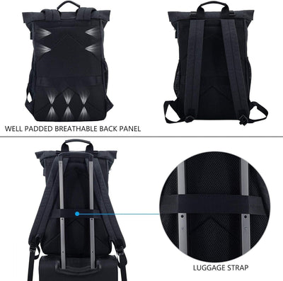 KROSER RollTop Rucksack, Laptop Rucksack 15,6 Zoll, Travel Backpack Wasserdicht