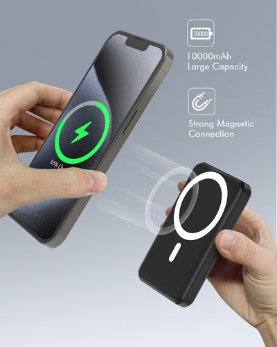 Podoru for Magsafe powerbank 10000mAh,Magnetische Power Bank mit Typ-C Kabel LED