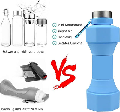 Jullfall Trinkflasche-Faltbare Trinkflasche 650ML Hantel Wasserflasche