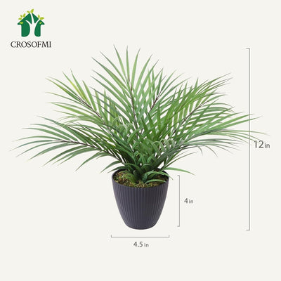 CROSOFMI Kunstpflanze 35 cm Mini Künstliche Pflanze Areca Palme Kunstpflanzen 2x