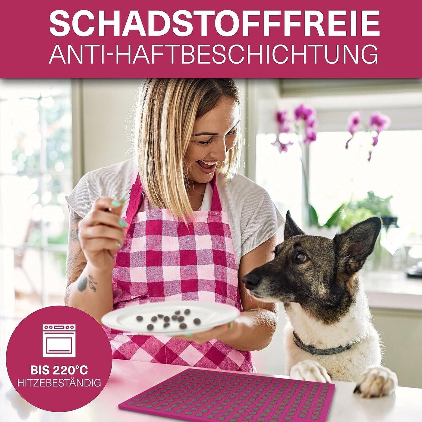 Doggo - medium Halbkugel (1,5cm) Backmatte Hundekekse, Premium Silikon Backmatt