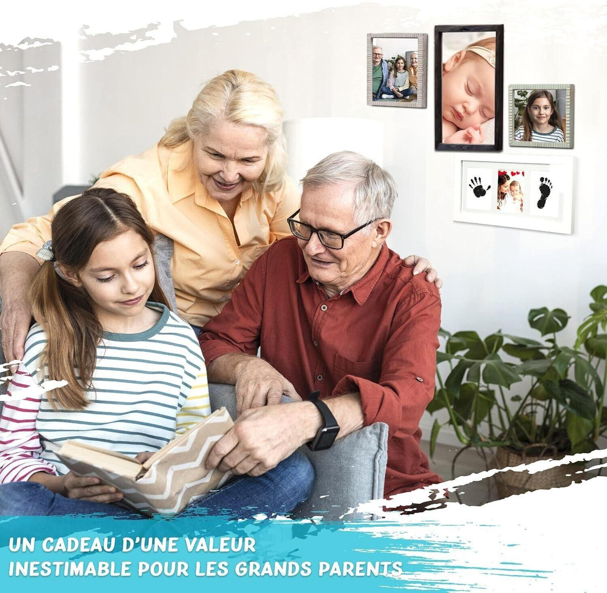 Heliqua Kit Babyabdrücke 100% sicher mit massivem Holzrahmen für Babyabdrücke