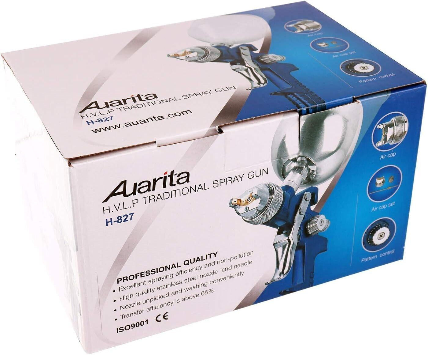 Auarita HP Technology Spritzpistole H-827 BLAU 1,3 mm Düse langlebig 600 ml