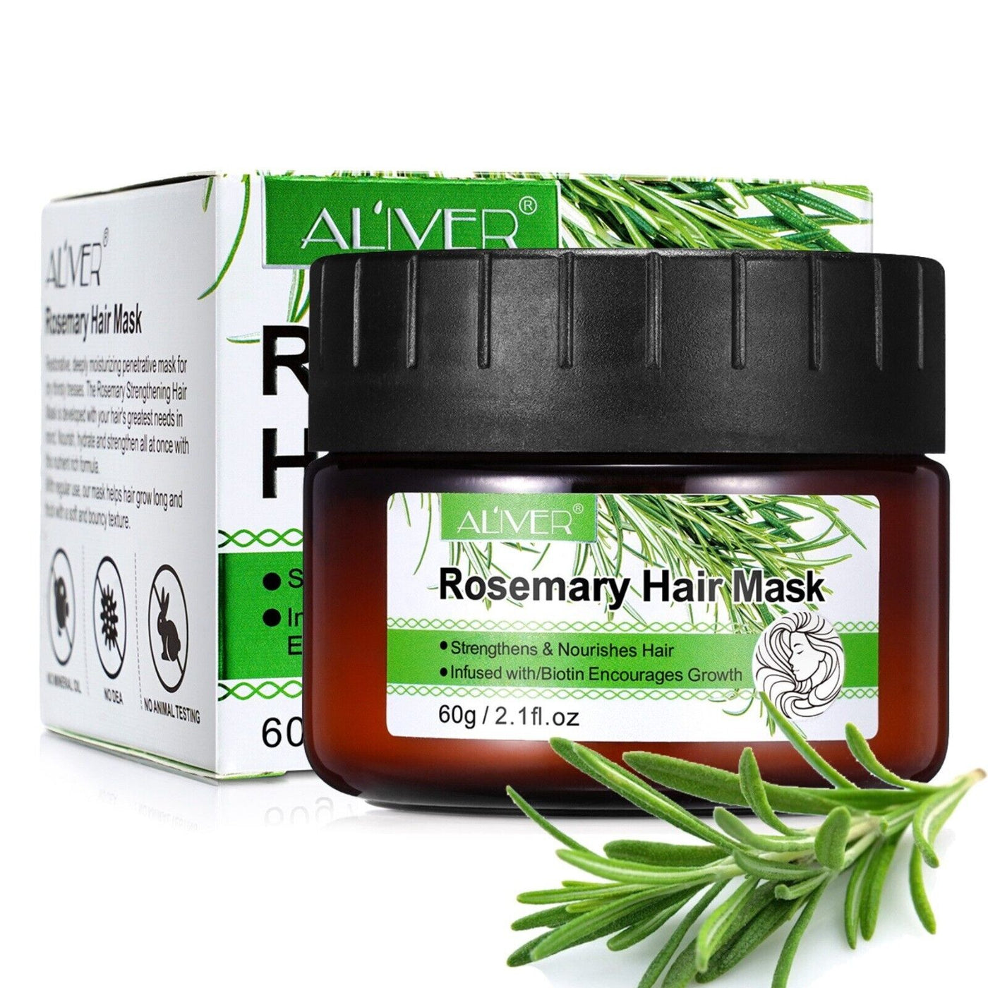 Aliver -Haarmaske mit Rosmarin und Biotin, fördert Haarwachstum und Kopfhautge