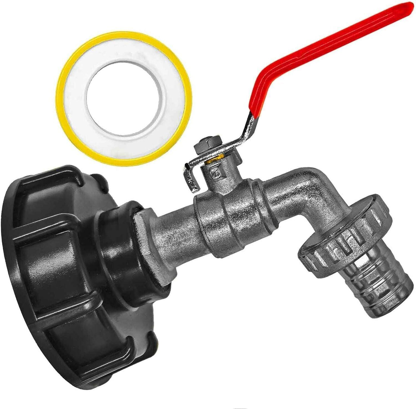 IBC Adapter Kappe S60x6 mit 1/2 Zoll Auslaufhahn + Schlauchtülle AußenØ 13mm