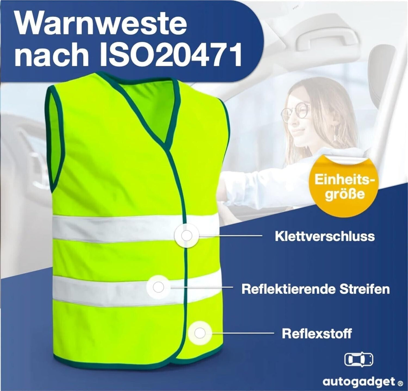2X Warnwesten Auto gelb ISO20471 Sicherheitsweste - Pannenweste Unfallweste Pkw