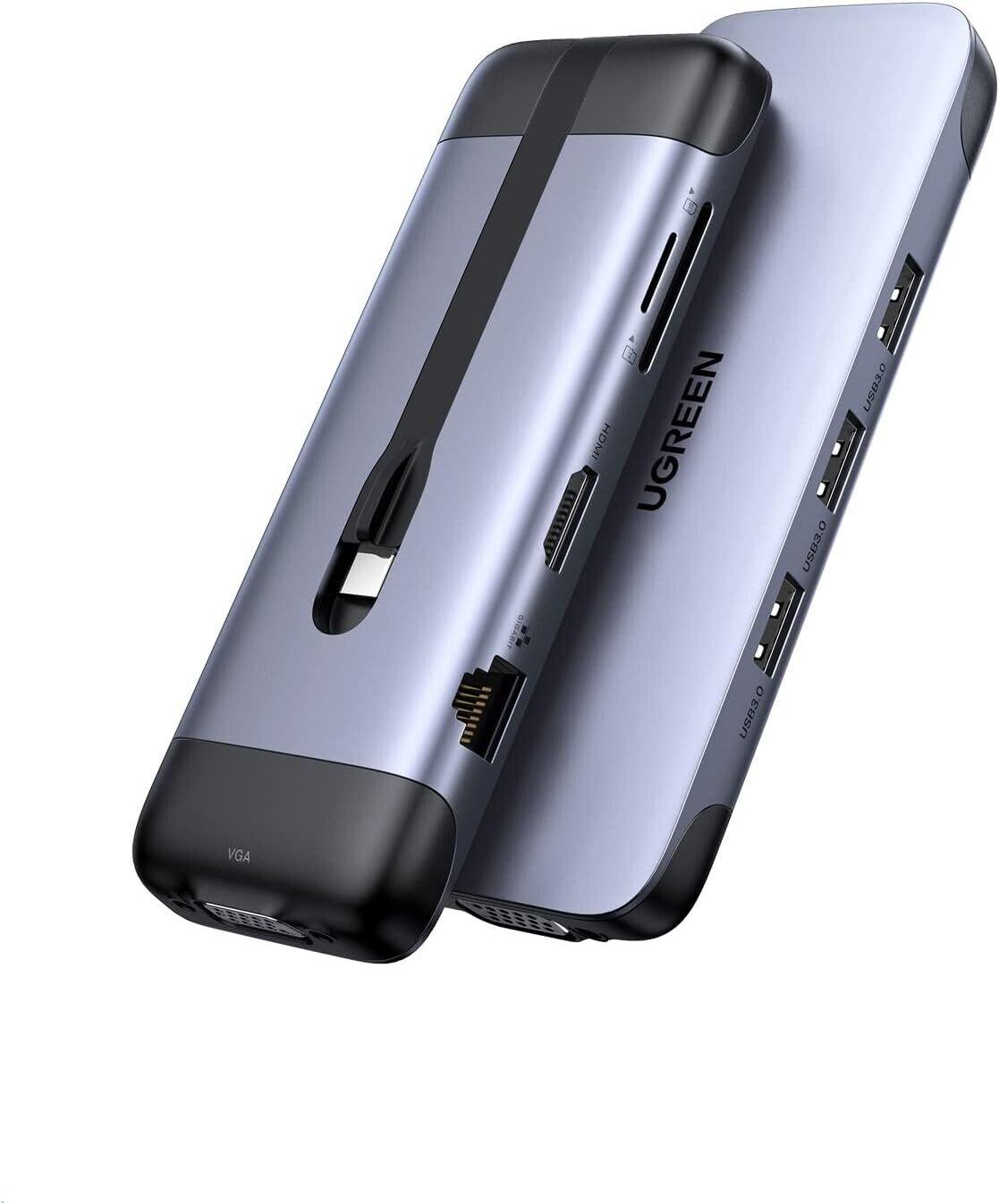 UGREEN USB-C Docking Station 9 in 1 USB C Hub mit HDMI, VGA, 100W PD, Gigabit Et