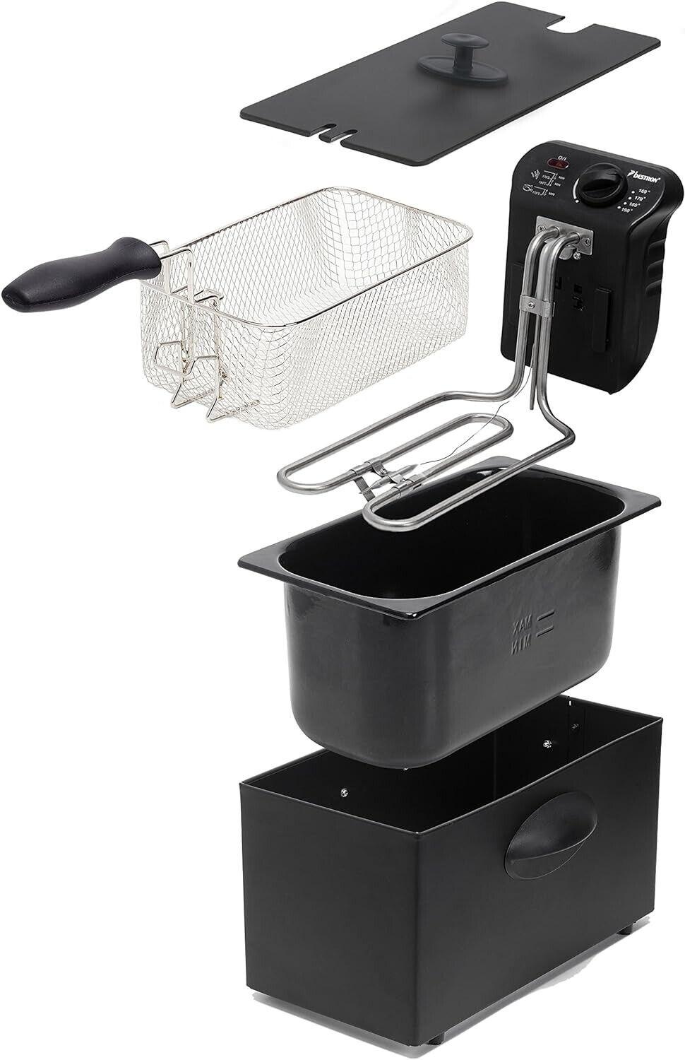 Bestron Öl-Fritteuse mit Kaltzonentechnologie, Fritteuse mit 3.5 Liter  bis 190°