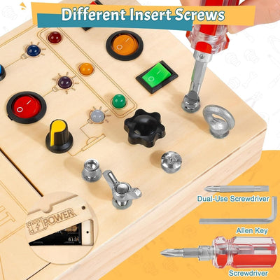 Holzspielzeug mit LED-Licht, Schraubendreher Kleinkind Real Tools Set