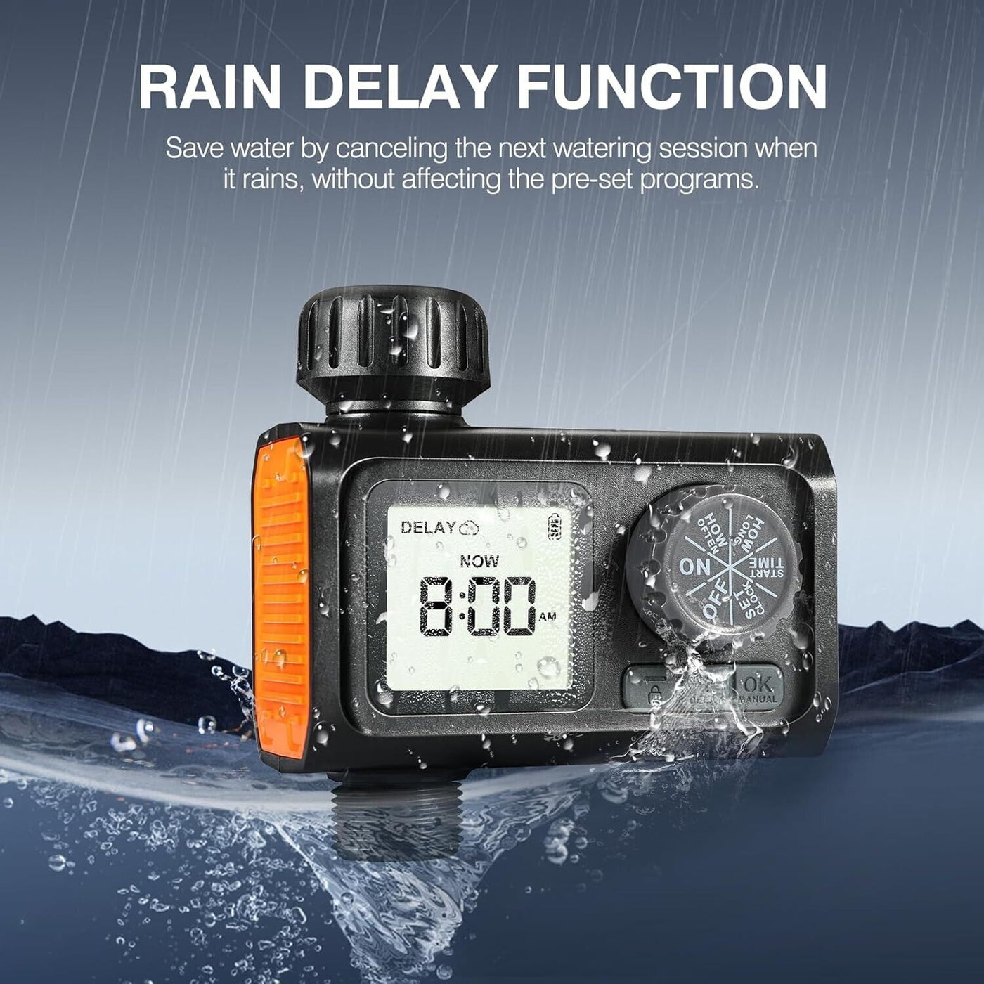 Kazeila Programmierbarer Schlauch-Bewässerungstimer, digitaler Bewässerungs-/Spr