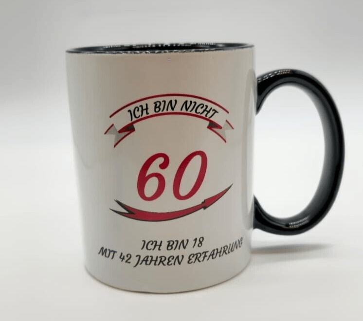 Tasse 60 Geburtstag Lustig mit Spruch WeiSchwarz