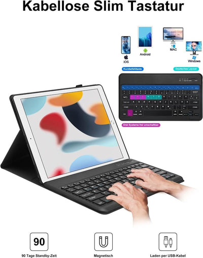 Jademall -  iPad Pro 12.9 Zoll 6/5/4/3.Generation Beleuchtete Bluetooth