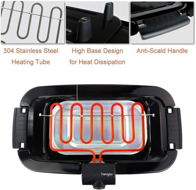 HengBO Elektrogrill Tischgrill Elektrogrill 2000W Kontaktgrill mit Thermostat