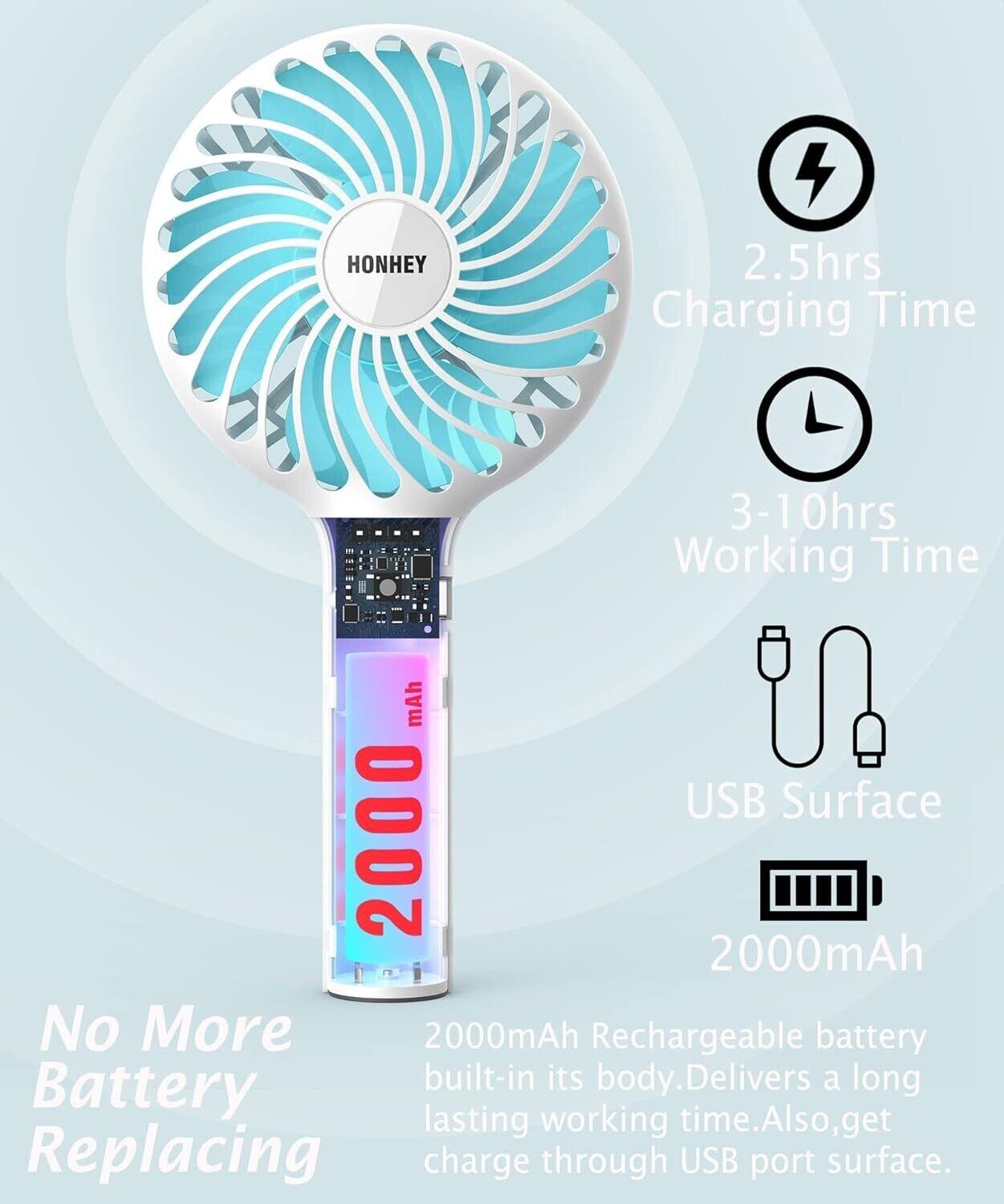 HonHey Handventilator tragbar MiniHandventilator mit USBAkku 4 Geschwindigk
