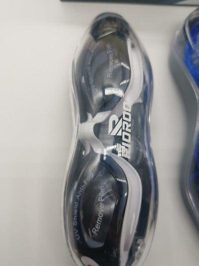 RIOROO 2x Schwimmbrille für Herren & Damen mit Breiten Gläsern, UV 1xBlau 1xWeiß