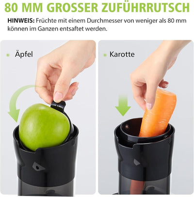 AOBOSI 200W Slow Juicer, Entsafter mit Rücklauffunktion und Zwei Filtergrößen. E