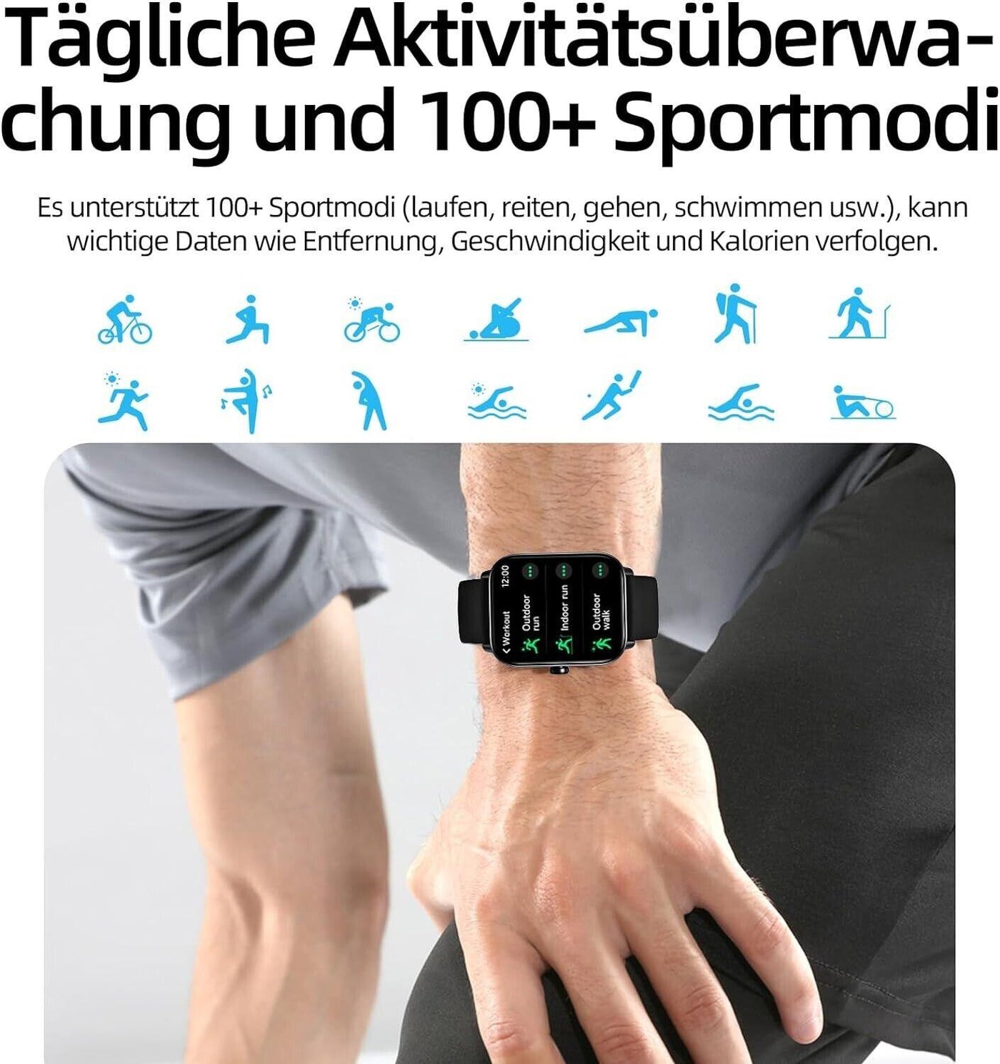 Gardien Smartwatch Damen Herren mit Telefonfunktion, 1.8’’ Fitnessuhr Smart Watc