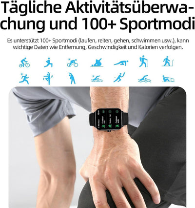 Gardien Smartwatch Damen Herren mit Telefonfunktion, 1.8’’ Fitnessuhr Smart Watc