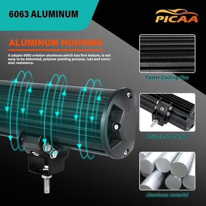 PICAA 20 Zoll 126W LED Lightbar Auto 12V Kabelbaum Lichtbalken Arbeitsscheinwerf