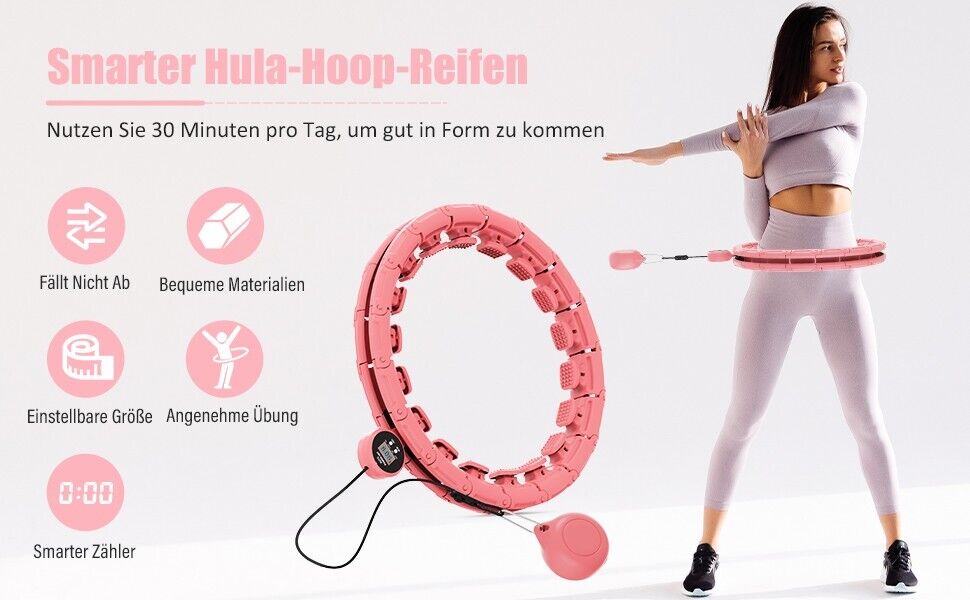 FIVANGIN Smart Weighted Hula Hoop, pink, mit Rundenzähler, neuwertig, OVP