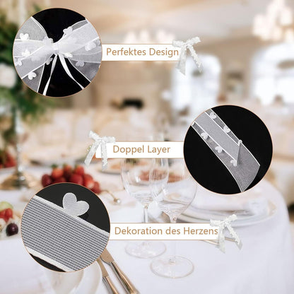 20 Stück Autoschleifen Antennenschleifen Weiß,Schleifen Hochzeit,Hochzeit Deko S