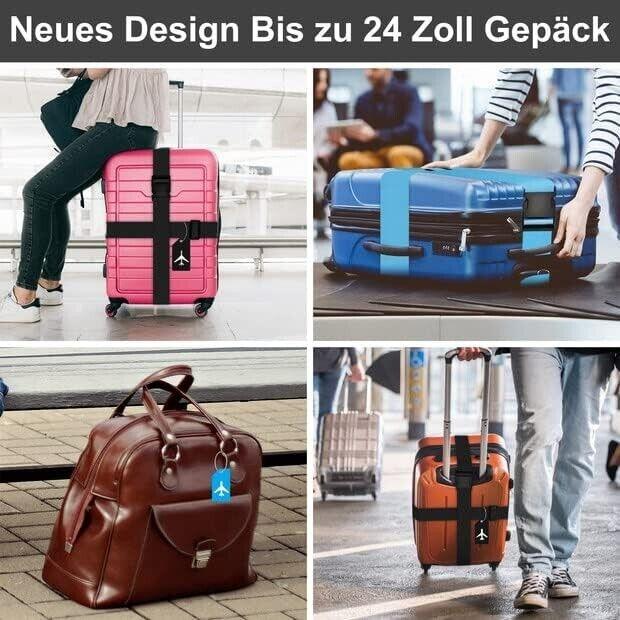 4er-Set Koffergurte Koffergurt mit 4 verstellbaren Gepäckgurten 4 Gepäckanhänger