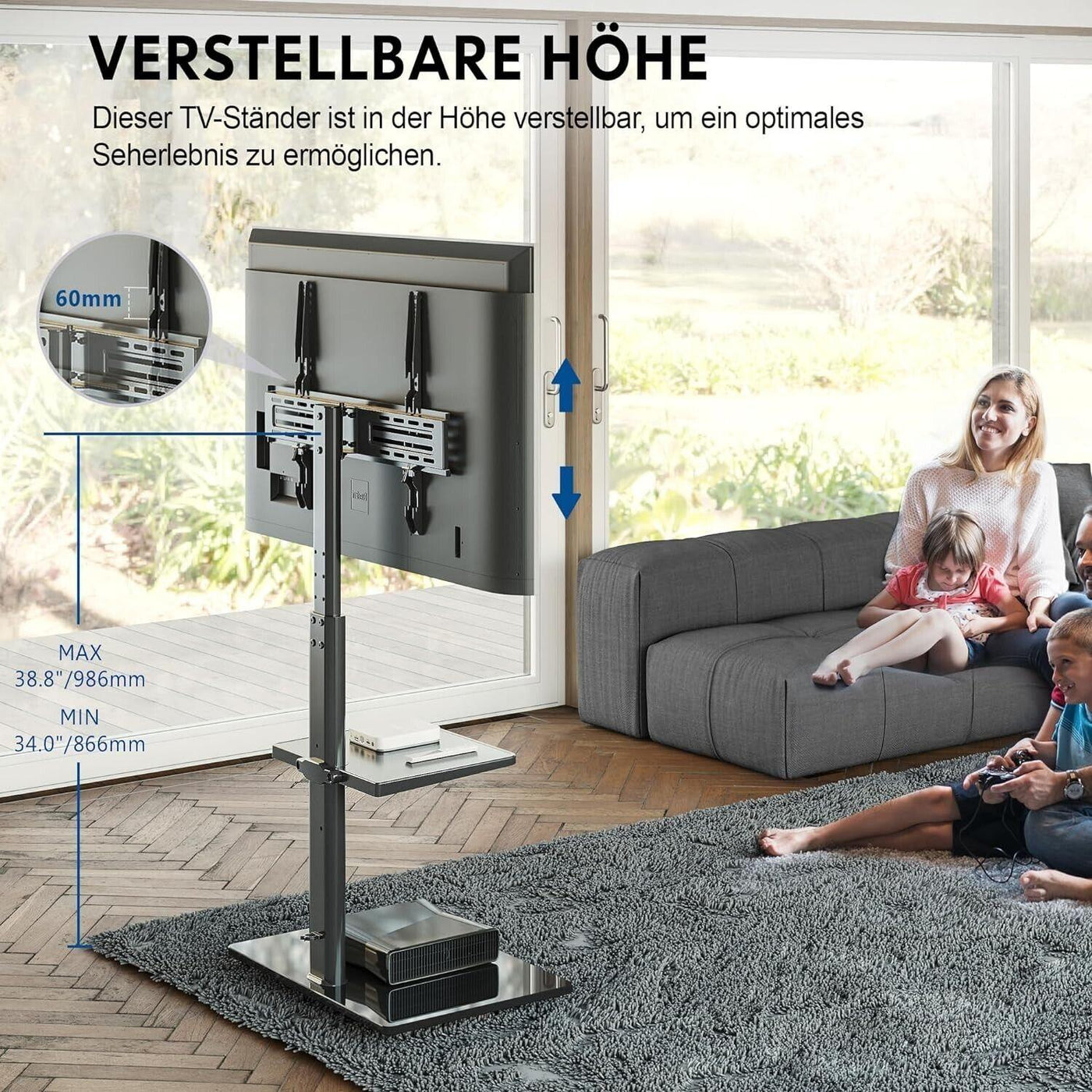 FITUEYES TV Ständer Bodenständer Standfuß Fernsehstand mit Regal höhenver.