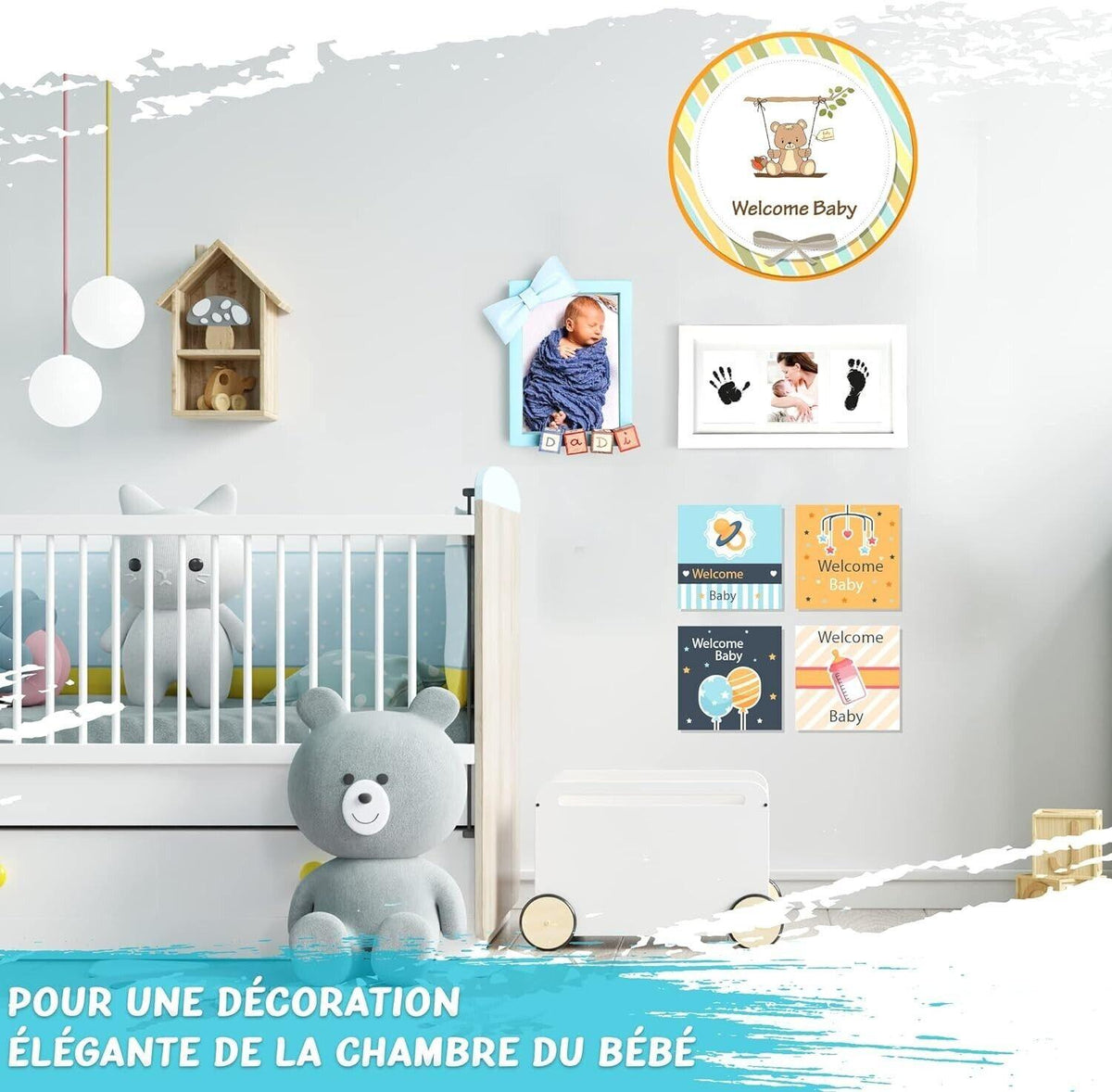 Heliqua Kit Babyabdrücke 100% sicher mit massivem Holzrahmen für Babyabdrücke
